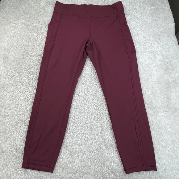 Lululemon Invigorate Hi Rise Crop Legging Red Merlot Womens 14 FLAW - Picture 1 of 9